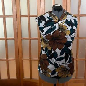 Worthington Floral Blouse - Black, Brown, Gold